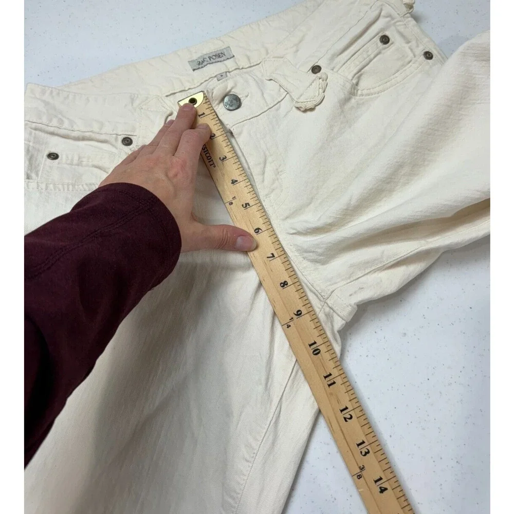 Zac Posen Womens‎ Straight Leg Jeans Size 6 Ivory Mid Rise Denim 6 Pockets